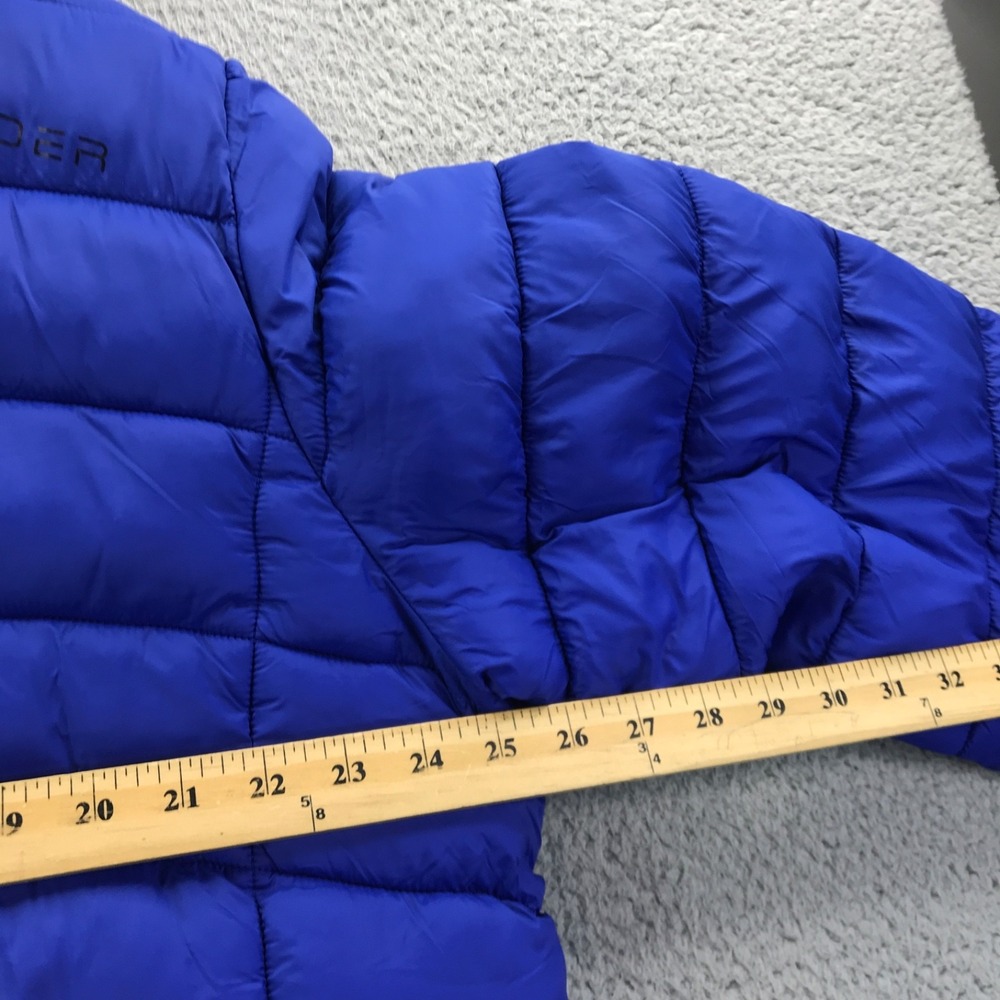 Spyder Jacket Men Large Blue Puffer Thermo Hydro Pro Web Insulated Hood Gorpcore - Picture 13 of 16
